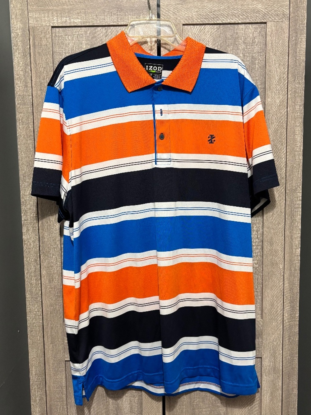 Men's IZOD Golf Polo Blue, White, Orange Stripes XXL